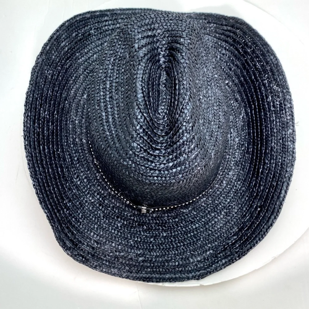 Free People Fame Straw Western Cowboy Hat In Black